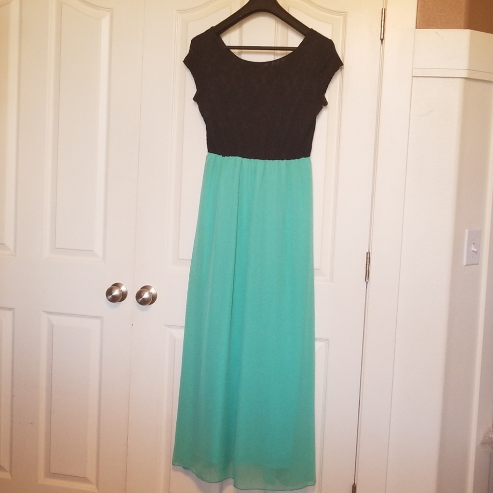 Black and mint green formal dress